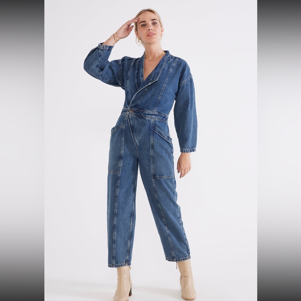 Etica Liv Asymmetrical Denim Jumpsuit